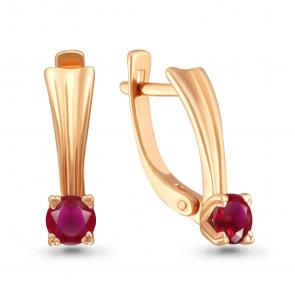 Золотые серьги AQUAMARINE с рубином 940626кр фото