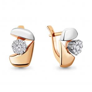 Золотые серьги AQUAMARINE с бриллиантом 940658к фото