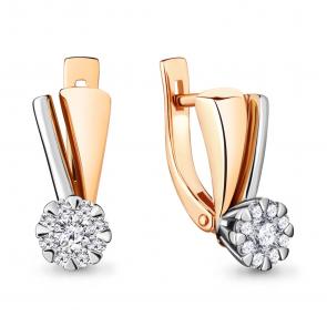 Золотые серьги AQUAMARINE с бриллиантом 940659к фото