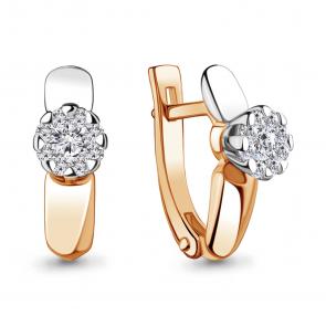 Золотые серьги AQUAMARINE с бриллиантом 940661к фото