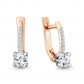 Золотые серьги AQUAMARINE с бриллиантом 940678к фото