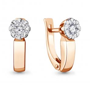 Золотые серьги AQUAMARINE с бриллиантом 940698к фото