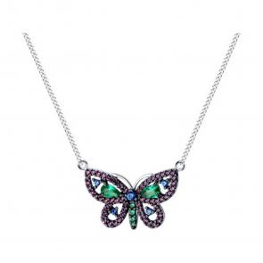 Серебряное колье SOKOLOV с фианитом 94070749 фото