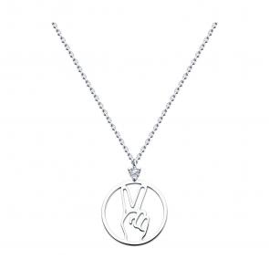 Серебряное колье SOKOLOV с фианитом 94071022 фото