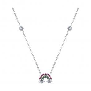 Серебряное колье SOKOLOV с фианитом и рубиновым корундом 94071043 фото