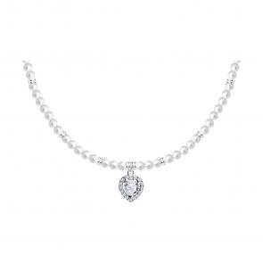 Серебряное колье SOKOLOV с фианитом и жемчугом 94071070 фото