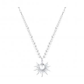 Серебряное колье SOKOLOV с фианитом и жемчугом 94071348 фото