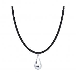 Текстильный шнурок-колье с декоративным элементом из серебра SOKOLOV 94071390 фото