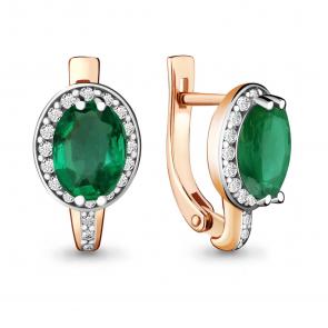 Золотые серьги AQUAMARINE с бриллиантом и агатом 940729ка фото