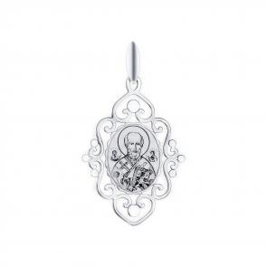 Серебряная подвеска-иконка Святитель Николай Чудотворец SOKOLOV 94100257 фото