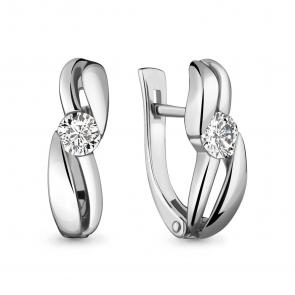 Серьги из белого золота AQUAMARINE с бриллиантом 941171 фото