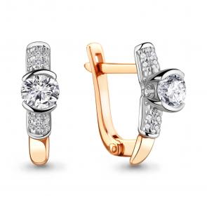 Золотые серьги AQUAMARINE с бриллиантом 941197к фото