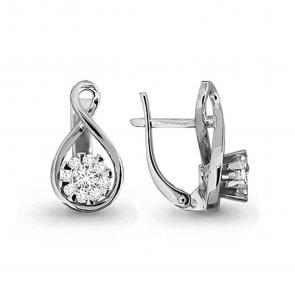 Серьги из белого золота AQUAMARINE с бриллиантом 941223 фото