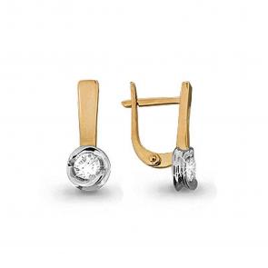 Золотые серьги AQUAMARINE с бриллиантом 941301к фото