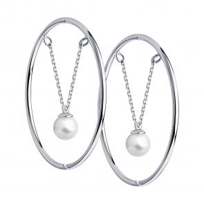 Серебряные серьги SOKOLOV с жемчугом Swarovski 94140095 фото