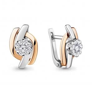 Золотые серьги AQUAMARINE с бриллиантом 941430к фото