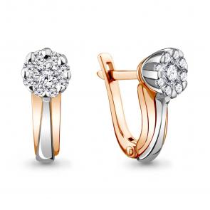 Золотые серьги AQUAMARINE с бриллиантом 941434к фото