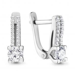 Серьги из белого золота AQUAMARINE с бриллиантом 941469 фото