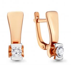 Золотые серьги AQUAMARINE с бриллиантом 941474к фото