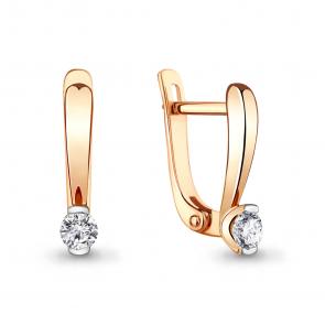 Золотые серьги AQUAMARINE с бриллиантом 941503к фото