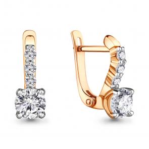 Золотые серьги AQUAMARINE с бриллиантом 941515к фото