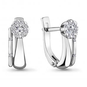 Серьги из белого золота AQUAMARINE с бриллиантом 941580 фото