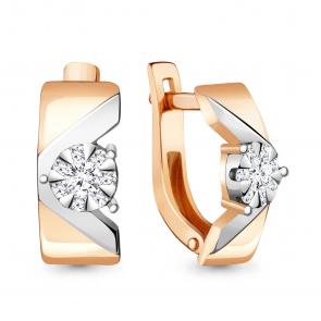 Золотые серьги AQUAMARINE с бриллиантом 941624к фото