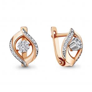 Золотые серьги AQUAMARINE с бриллиантом 941687к фото