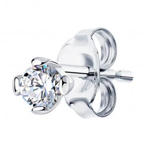 Одиночная серьга из серебра SOKOLOV с фианитом 94170001-91 фото