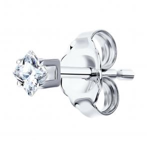 Одиночная серьга из серебра SOKOLOV с фианитом 94170004-91 фото