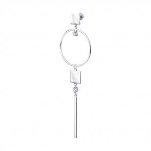 Одиночная серьга из серебра SKLV с фианитом 94170092 фото