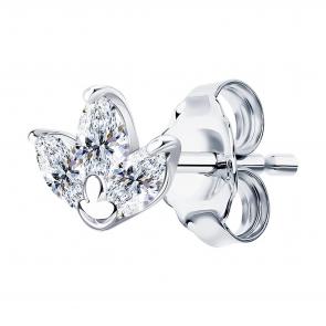 Одиночная серьга из серебра SOKOLOV с фианитом 94170128 фото