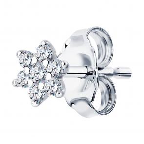 Одиночная серьга из серебра SOKOLOV с фианитом 94170132-91 фото