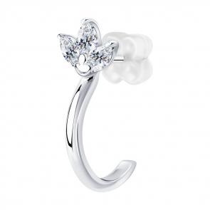 Одиночная серьга из серебра SOKOLOV с фианитом 94170133 фото