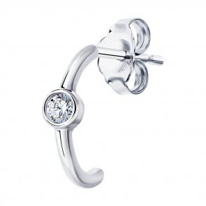 Одиночная серьга из серебра SOKOLOV с фианитом 94170135 фото