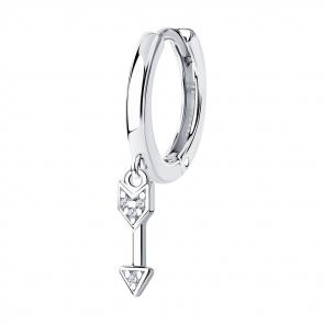 Одиночная серьга из серебра Стрела SOKOLOV с фианитом 94170146 фото