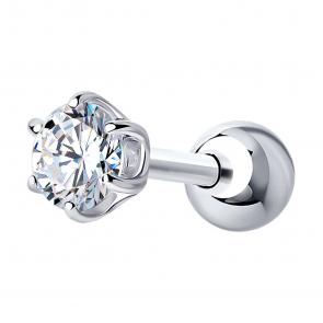 Одиночная серьга из серебра SOKOLOV с фианитом 94170195 фото