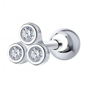 Одиночная серьга из серебра SOKOLOV с фианитом 94170196 фото