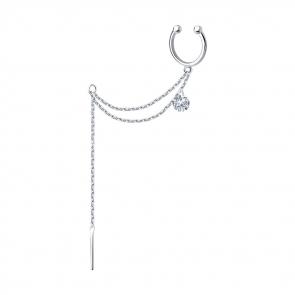 Одиночная серьга из серебра SOKOLOV с фианитом 94170223 фото