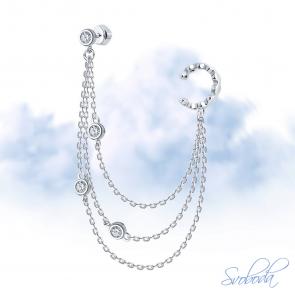 Одиночная серьга из серебра SOKOLOV с фианитом 94170238 фото