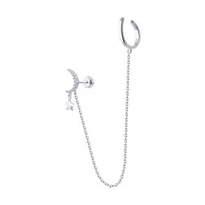Одиночная серьга из серебра SOKOLOV с фианитом 94170251 фото