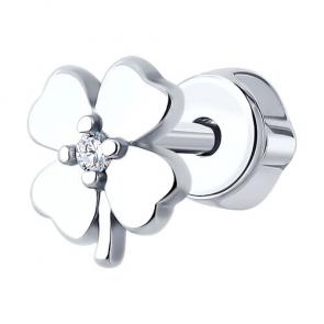 Одиночная серьга из серебра SOKOLOV с фианитом 94170256 фото