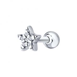 Одиночная серьга-пирсинг из серебра SOKOLOV с фианитом 94170259 фото