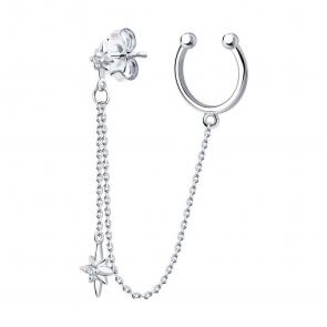 Одиночная серьга из серебра SOKOLOV с фианитом 94170307-91 фото