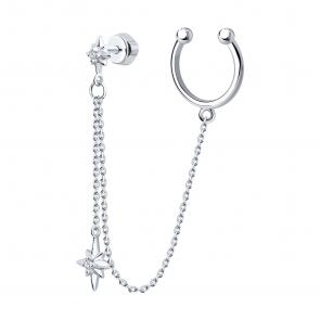 Одиночная серьга из серебра SOKOLOV с фианитом 94170307 фото