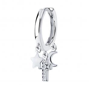 Одиночная серьга Крест SOKOLOV с фианитом 94170316 фото