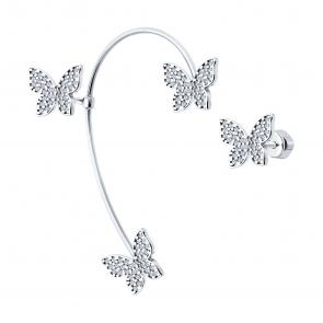 Одиночная серьга из серебра SOKOLOV с фианитом 94170325 фото