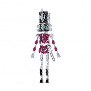 Одиночная серьга из серебра SOKOLOV с рубиновым корундом и фианитом 94170333 фото