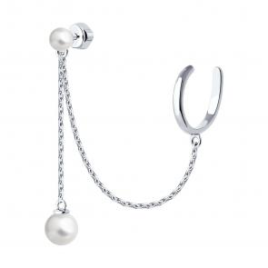 Одиночная серьга из серебра SOKOLOV с жемчугом 94170355 фото