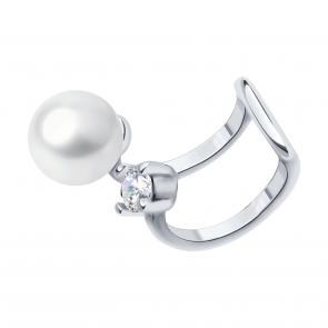 Одиночная серьга из серебра SOKOLOV с жемчугом 94170356 фото